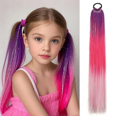 SparklePop Tinsel Ponytail Extension Colorful Braiding Hair Tie For Girls p c25 24 Inches