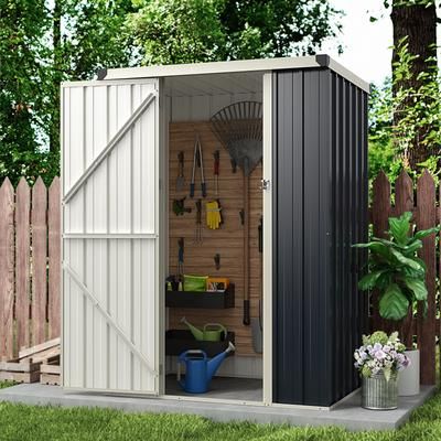 Heavy Duty Metal Outdoor Storage Shed With Lockable Door, Weather Resistant Steel Garden Storage Heavy Duty Metal Outdoor Storage Shed With Lockable Door, Weather Resistant Steel Garden Storage