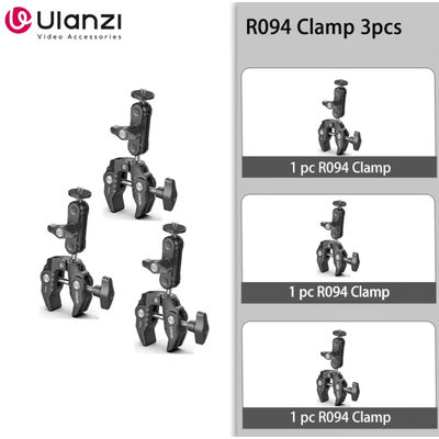 Ulanzi R094 Metal Super Clamp With Double Ball Head Arm For Camera Monitor And Mic Mount 3pcs R094