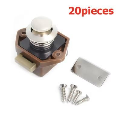 20 Piece RV Push Lock Set For Cabinets And Drawers Child Safety And Furniture Latches carlock002 brown