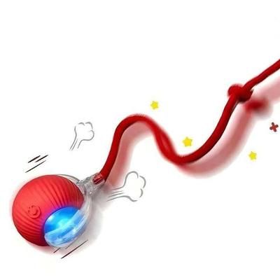Automatic Rolling Ball Cat Toy, Smart Pet Interactive Ball With Faux Tail, Rechargeable Electric Toy For Cats & Dogs red
