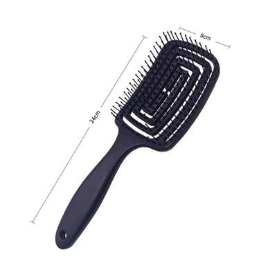 Elastic Massage Comb & Hollow Out Hair Brush, Fast Blow Drying Detangling Tool For All Hair Types black