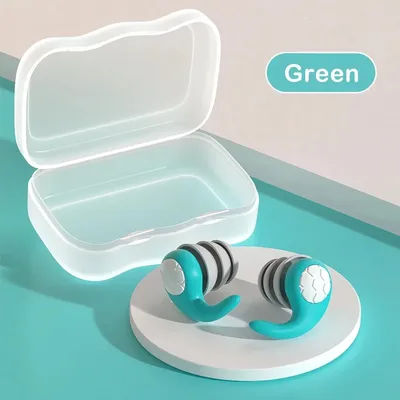 Soft Silicone Earplugs For Sleeping & Swimming Noise Canceling, Waterproof & Comfortable Fit green