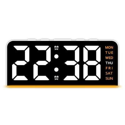 Modern LED Digital Alarm Clock With Temperature Display And Night Light Sleek Desktop Clock For Bedrooms & Offices white Shell orange