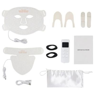 3D LED Light Phototherapy Mask Face Neck Silicone Facial Mask For Skin Rejuvenation, Anti Wrinkle & Brightening white Face Neck