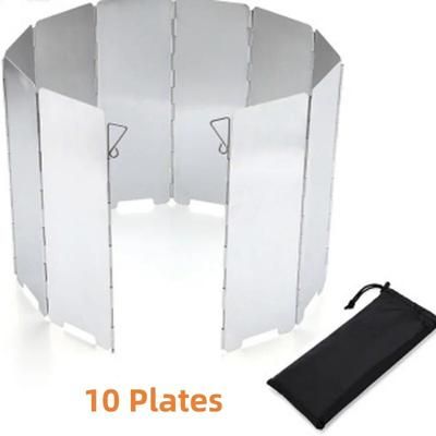Foldable Camping Stove Windscreen Plates Aluminum Alloy Windshield Compact & Heat Resistant For Outdoor Cooking,hiking 10 Plates