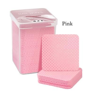 Lint Free Nail Polish Remover Cotton Wipes, UV Gel Tips Cleaner Pad For Polish & Manicure Art pink