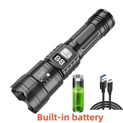 High Power LED Flashlight With USB Rechargeable Battery built in Battery