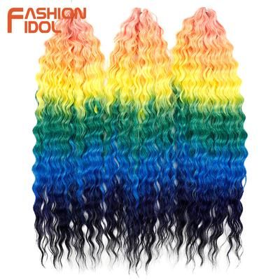 Ariel Hair Water Wave Crochet Braids, Synthetic Twist Curly Hair Ombre Blonde Brown Deep Wave Braiding Hair Extensions hpd017 24inches 60cm