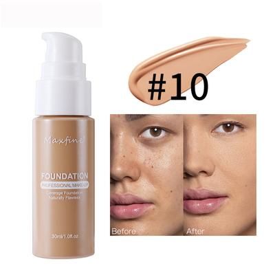 Lightweight Liquid Foundation With Full Coverage, Oil Control, Waterproof & Sweat Resistant Concealer 10