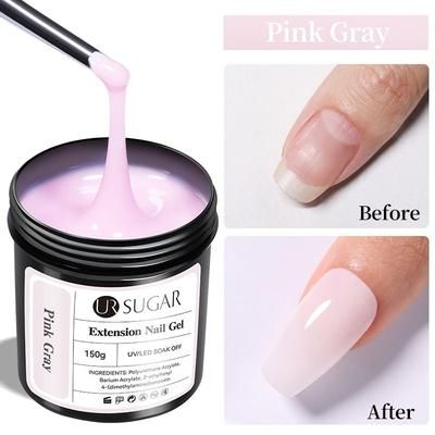 UR Sugar Deluxe Builder Gel Kit Nude & Clear Hard Extension Gel For Strong Salon Nails pink Gray