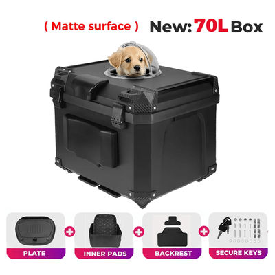 AdventureGuard 65L Universal Aluminum Motorcycle Top Case With Lock 70l Black Pet Box