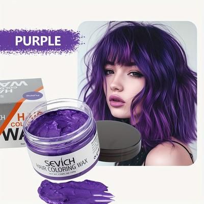 Temporary Hair Color Wax, Easy To Wash DIY Hair Dye For Beards, Eyebrows & Styling (Dyed Mud) purple