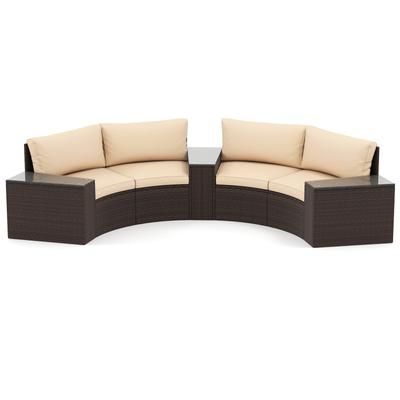 Outdoor Patio Furniture Set With Cushioned Loveseats & Side Tables, All Weather PE Rattan Sectional For Deck & Backyard Outdoor Patio Furniture Set With Cushioned Loveseats & Side Tables, All Weather PE Rattan Sectional For Deck & Backyard