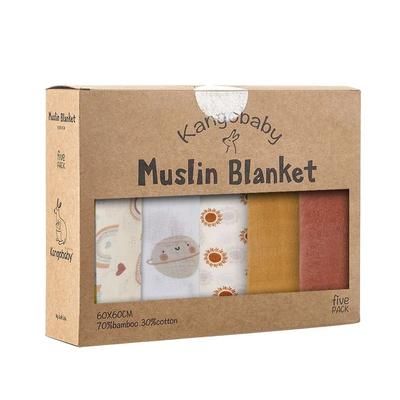 My Soft Life 5 Piece Bamboo Cotton Muslin Blanket & Baby Burp Cloth Set, Multi Functional Essentials For Newborns mb2