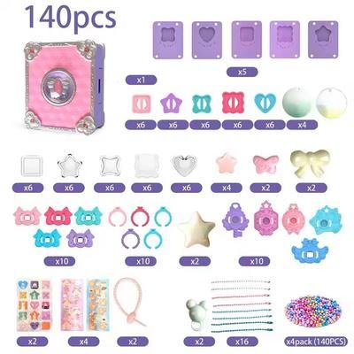 Magic Sticker Craft Book Set For Girls DIY Jewelry & Ring Making Toy Kit 140pcs