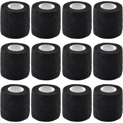 Wholesale Black Tape Tattoo Handle Bandage Anti Slip, Waterproof, Disposable Self Adhesive Elastic Bandage For Tattoo 12pcs