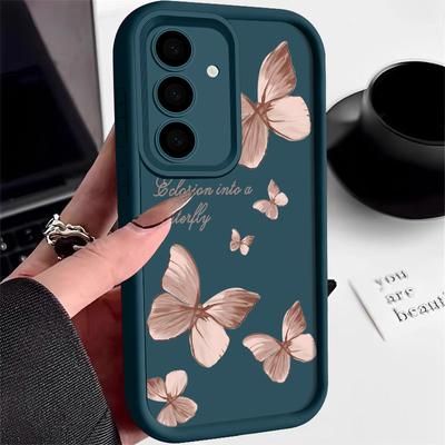 Trendy Gold Butterfly TPU Phone Case Stylish Protective Cover For Samsung Galaxy blue for Samsung S25 Plus