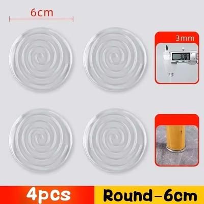 Anti Slip Silicone Furniture Pads Transparent Vibration Dampening Feet For Beds, Tables & Appliances round 6cm