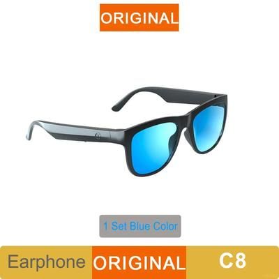 Lecoo C8 Smart Glasses Wireless Bluetooth 5.0 Sunglasses Headset With HD Mic For Calls & Outdoor Sports blue