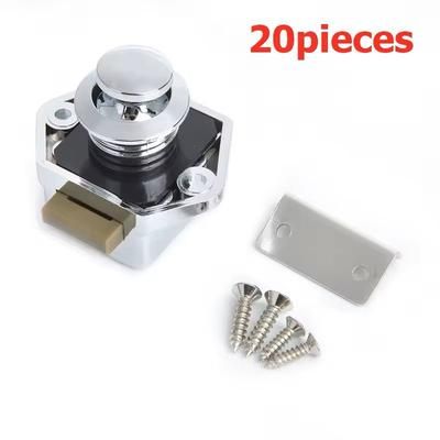 20 Piece RV Push Lock Set For Cabinets And Drawers Child Safety And Furniture Latches carlock002 chrome