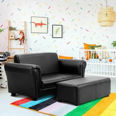 Kid Double Couch Lounge Sofa With Ottoman, 2 Seater Toddler Chair For Reading, Playroom, Nap Time, Birthday Gift Kid Double Couch Lounge Sofa With Ottoman, 2 Seater Toddler Chair For Reading, Playroom, Nap Time, Birthday Gift