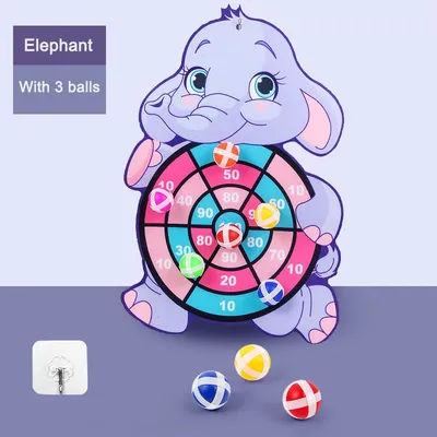 Baby Toy Sticky Ball Dart Board, Fun Educational Games For Toddlers & Children (Montessori Indoor Sports Activity) elephant