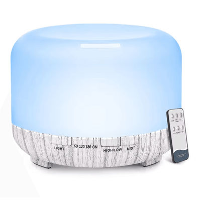 500ml Ultrasonic Essential Oil Diffuser With Remote Control And LED Light For Home Or Office white Wood Grain