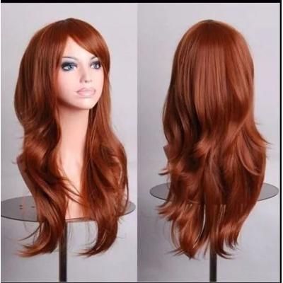 Long Curly Fashion Wig (70cm) Wavy Anime Cosplay Costume Party Hair For Women & Girls brown