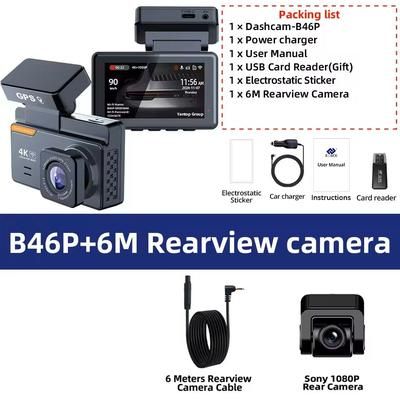 4K Dual Lens Mini Dash Cam With GPS, WiFi, And Night Vision 256g b46p 6m Rcc