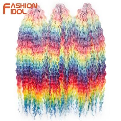 Ariel Hair Water Wave Crochet Braids, Synthetic Twist Curly Hair Ombre Blonde Brown Deep Wave Braiding Hair Extensions hpd108 24inches 60cm