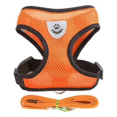 Breathable Dog Harness And Leash Set For Small Dogs Cats, Adjustable Soft Vest For Pug Chihuahua Bulldog Pet Walking orange l