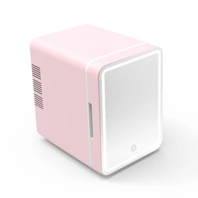 Portable Mini Mirror Fridge For Car Use Cooling & Heating Beauty Cosmetic Fridge With LED Lighting pink