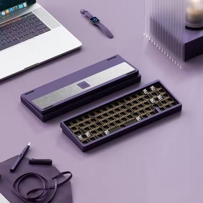 Aluminum Mechanical Keyboard Kit With RGB Wireless Bluetooth And Gasket Mount purple