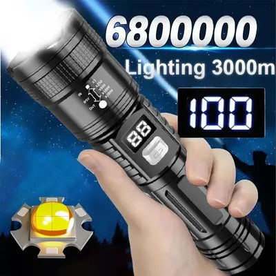 Multifunctional High Power LED Flashlight, USB Rechargeable Handheld Torch With Built in Battery For Camping 1pcs