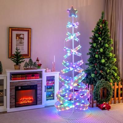 7 Feet Outdoor Spiral Christmas Tree For Party, Xmas, New Year Decoration With 341 LED Lights, Holiday Yard Display 7 Feet Outdoor Spiral Christmas Tree For Party, Xmas, New Year Decoration With 341 LED Lights, Holiday Yard Display