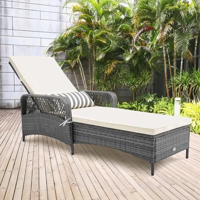 Outdoor Chaise Lounge Chair Recliner With 6 Level Backrest, Adjustable Patio Lounger With Cushion & Pillow Outdoor Chaise Lounge Chair Recliner With 6 Level Backrest, Adjustable Patio Lounger With Cushion & Pillow