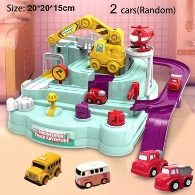 Racing Rail Car Model Toy, Interactive Train Track Adventure Set For Kids Educational STEM Toy With Space Rocket green 2 car