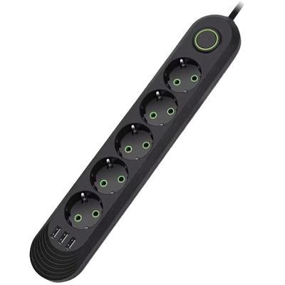 2500W Power Strip With AC Outlet & USB Ports, Multiprise Extension Cord, Fast Charging & Surge Protection black 3
