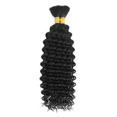Brazilian Virgin Human Hair Deep Wave Bulk, No Weft Braiding Hair For Boho Braids black 16inches