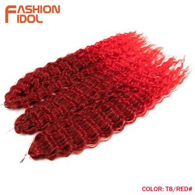 Ariel Hair Water Wave Crochet Braids, Synthetic Twist Curly Hair Ombre Blonde Brown Deep Wave Braiding Hair Extensions t8 red 24inches 60cm