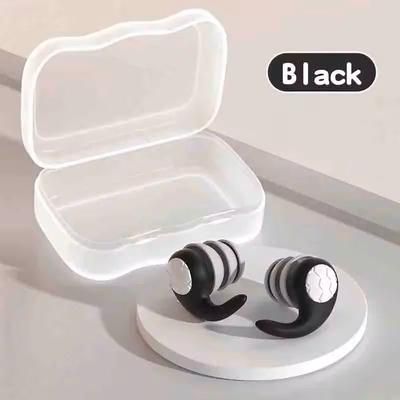 Three Layer Silicone Noise Cancelling Earplugs Waterproof, Reusable Mute Plugs For Sleep, Swimming & Travel Comfort black