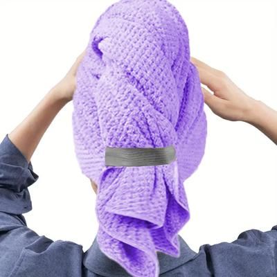 Extra Large Microfiber Hair Towel Wrap,Ultra Absorbent Quick Dry Turban With Elastic Band blue