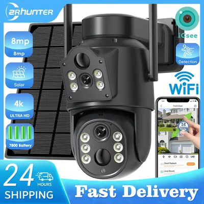 8MP Outdoors Solar Camera WiFi PZT ID Camera With 7800 mAh Battery 4K HD Dual Lens Color Security Surveillance CCTV Camera ICSEE
