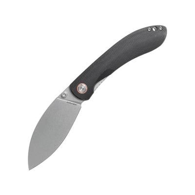 Vosteed Nightshade Folding Knife 4.25in Closed 3.25in Stonewash Nitro V Steel Blade Black Canvas Micarta Handle Thumb Stud NSTS32NWMK