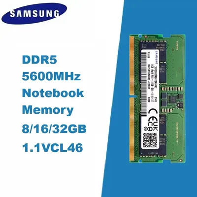 SAMSUNG Ram Memory DDR5 SODIMM RAM 8GB 16GB 32GB Notebook Dual Channel Memoria 4800MHz 5600MHz 1.1V 260pin for Laptop CL40 CL46