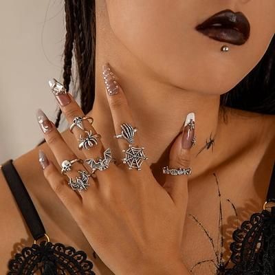 Punk Gotico Set di anelli Gioielli Teschio ragnatela Costume Per donna Halloween Carnevale Halloween Adulti Anello Tutte le stagioni