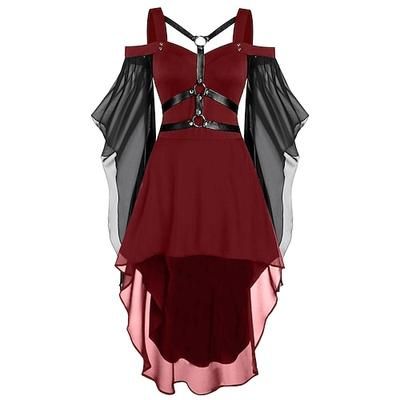 Punk Gotico Vestito Manica a Campana Strega Ragazza gotica Senza spalline Orlo asimmetrico Costume Per donna Halloween Carnevale Performance Feste Adulti Vestito