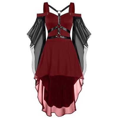 Punk Gotico Vestito Manica a Campana Strega Ragazza gotica Senza spalline Orlo asimmetrico Costume Per donna Halloween Carnevale Performance Feste Adulti Vestito