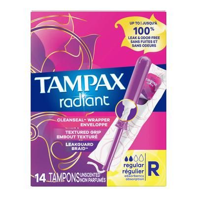 Tampax Radiant Tampon Regular Absorbency Plastic Applicator Individually Wrapped (1229259_BX)
